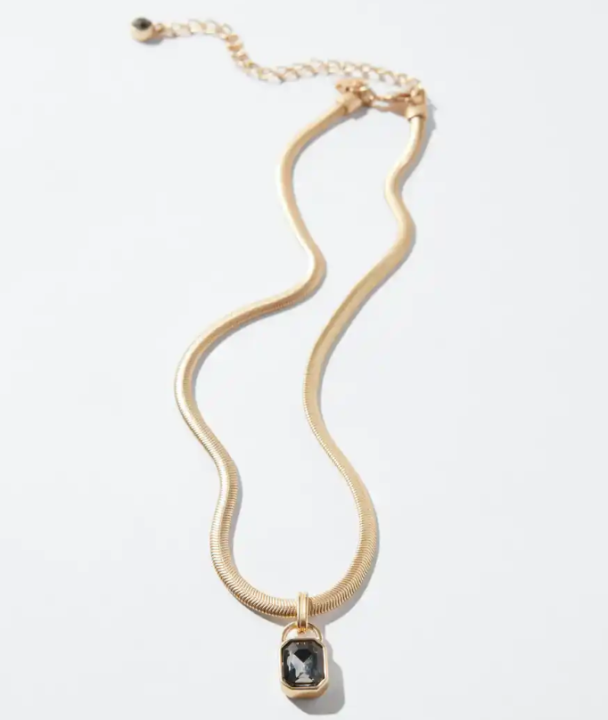 WHITE HOUSE BLACK MARKET GOLD SNAKE CHAIN PENDANT NECKLACE