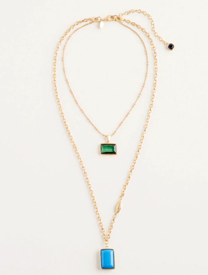 CHICO'S CONVERTIBLE MULTI-STONE DOUBLE-STRAND NECKLACE