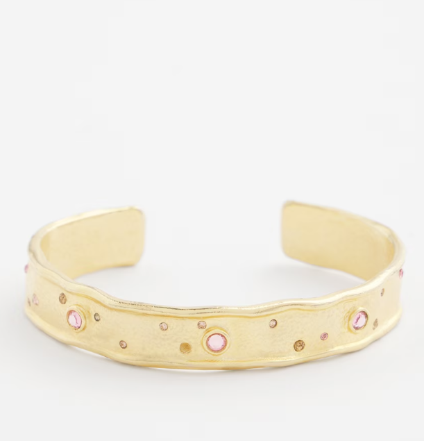 CHICO'S PINK SCATTERED STONE FLEXIBLE CUFF BRACELET