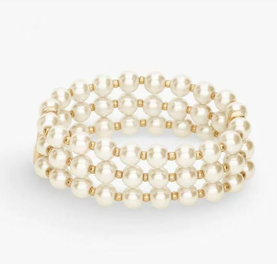 TALBOTS LAYERED PEARLS STRETCH BRACELET