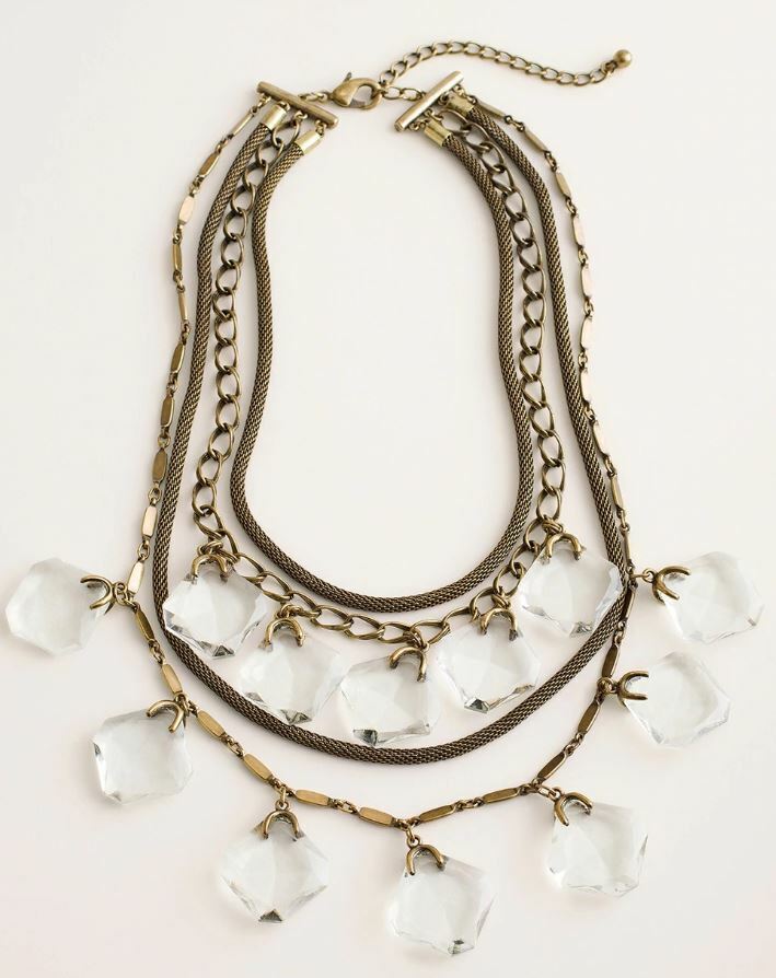 CHICO'S GOLDTONE LINK MULTI-STRAND NECKLACE