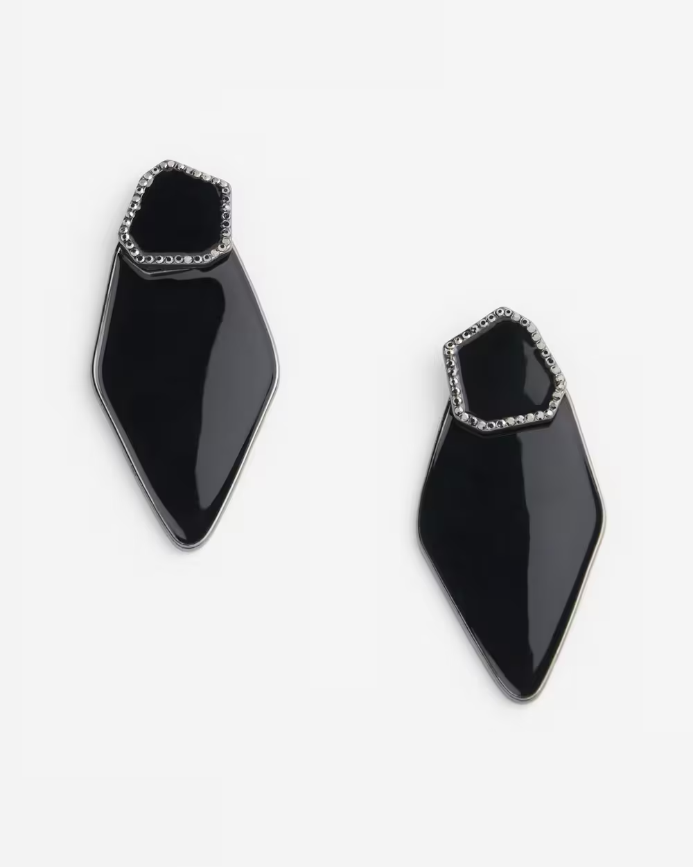 CHICO'S NO DROOP BLACK ENAMEL EARRINGS