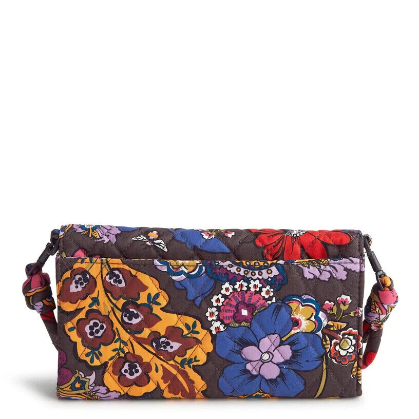 Vera Bradley Wildwood Wallet Crossbody, Colorful bouquet in Cotton gabardine