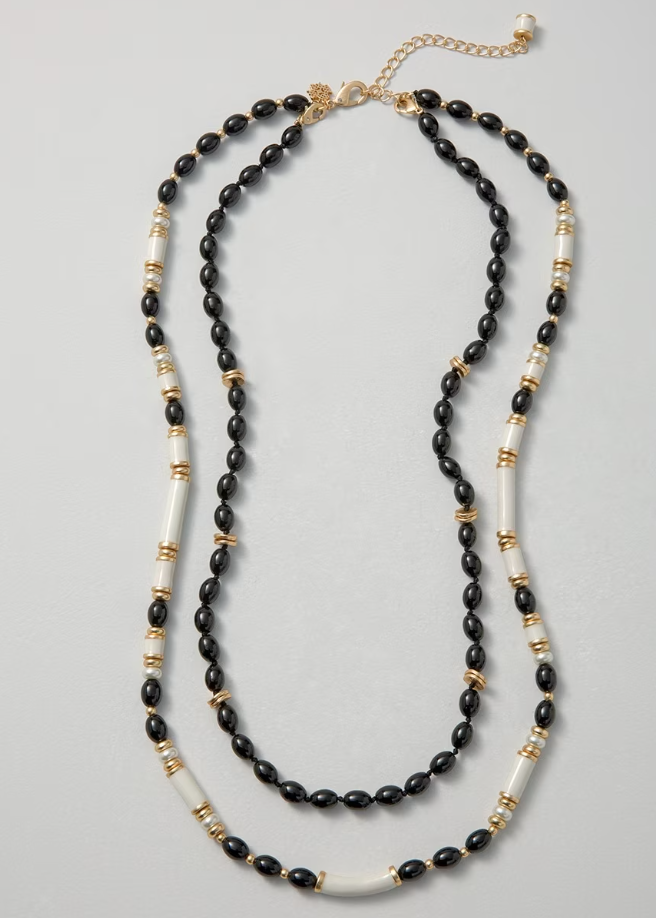 WHITE HOUSE BLACK MARKET CONVERTIBLE MULTI-ROW GOLDTONE NECKLACE