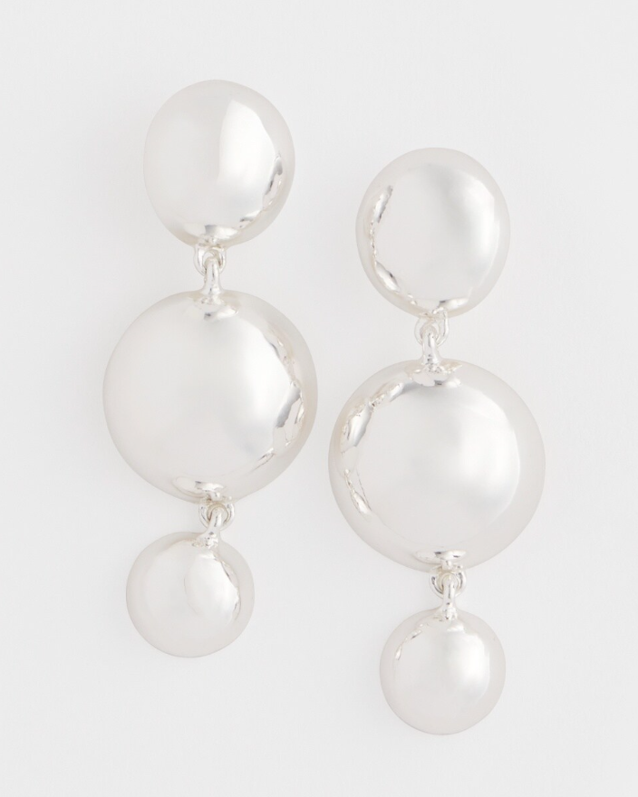 CHICO'S SILVER DROP CLIP-ON EARRINGS