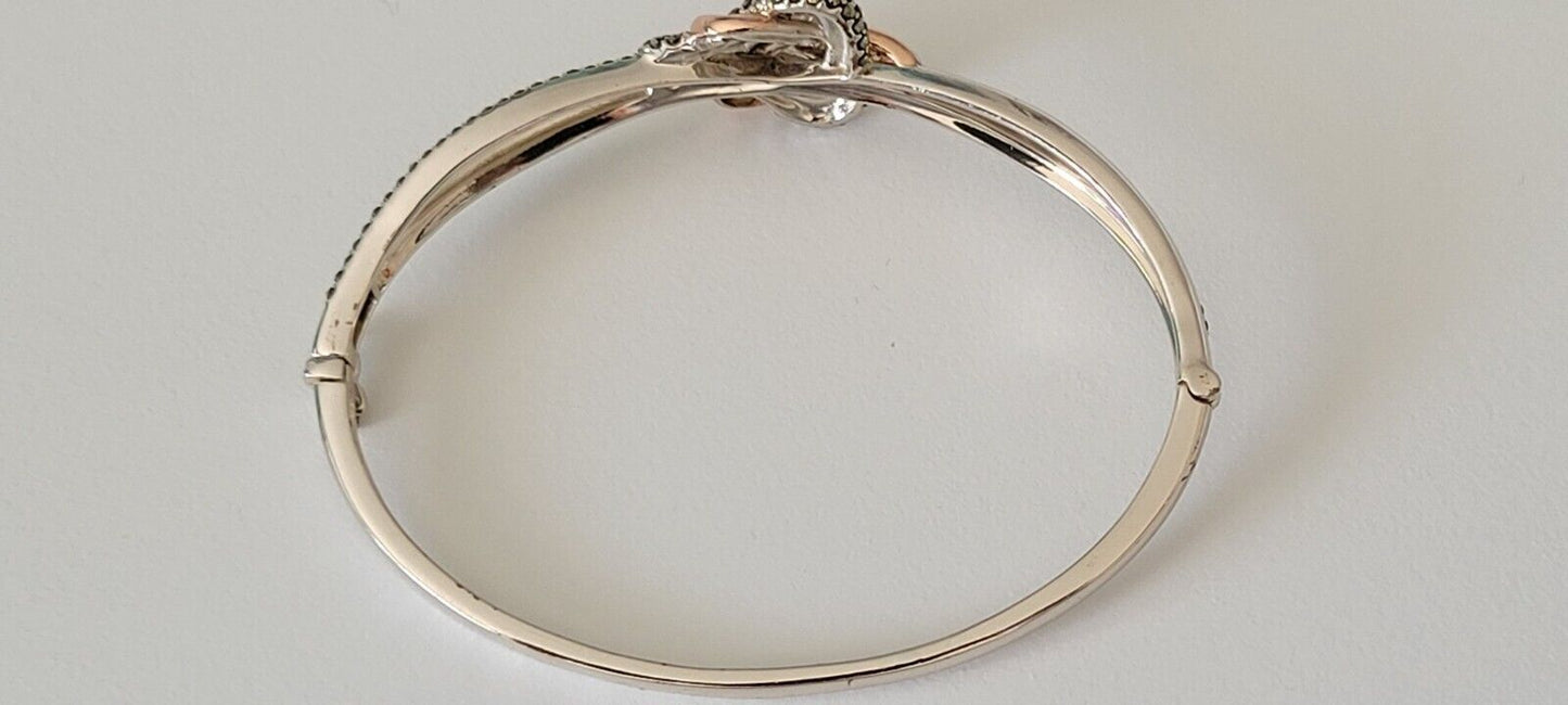 JUDITH JACK 925 Sterling Silver 14K Rose Gold Plated Marcasite Bangle