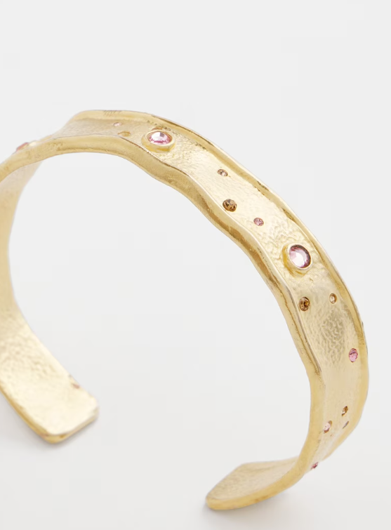 CHICO'S PINK SCATTERED STONE FLEXIBLE CUFF BRACELET