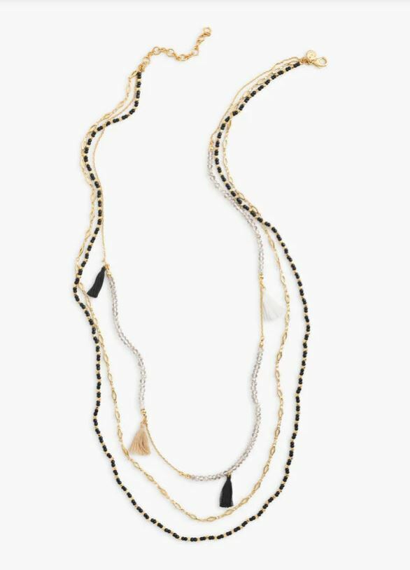 TALBOTS TRIPLE STRAND BEADED NECKLACE