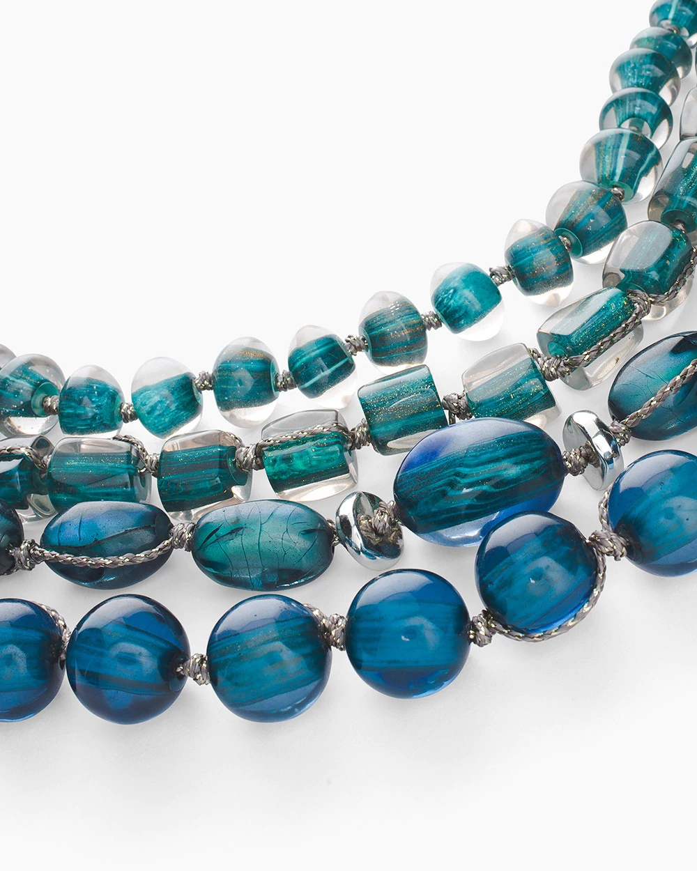 CHICO'S SHORT TEAL STONE MULTI-STRAND NECKLACE