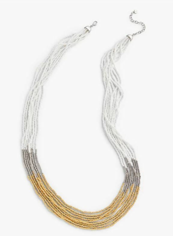 TALBOTS LONG MULTI-STRAND BEADED NECKLACE