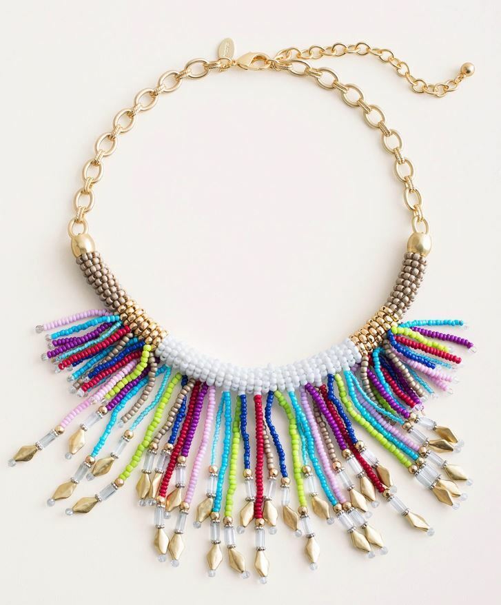 CHICO'S COLORFUL SEED BEAD BIB NECKLACE