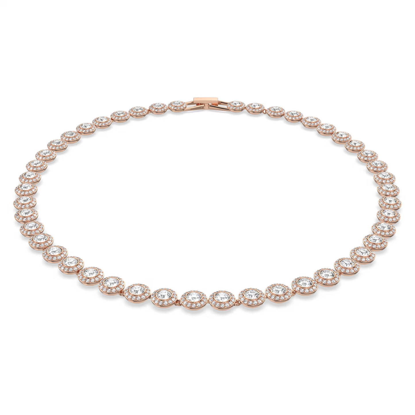 Swarovski Una Angelic Tennis necklace Round cut, White, Rose gold-tone plated