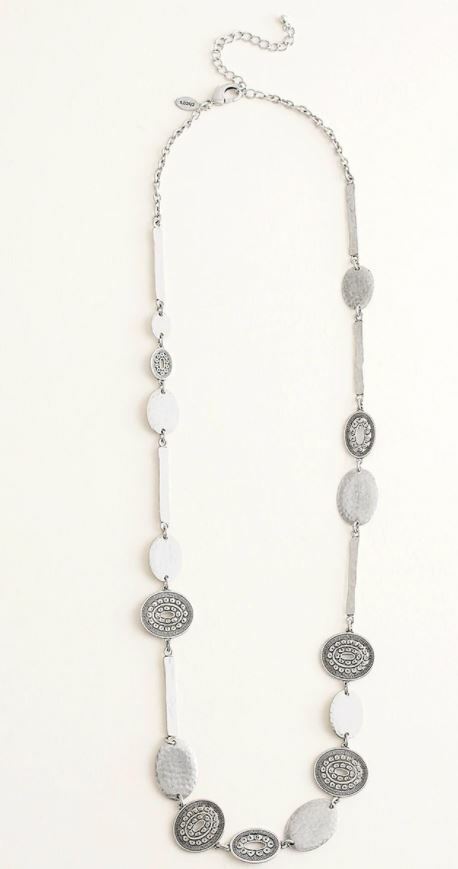 CHICO'S TEXTURED SILVERTONE SINGLE-STRAND NECKLACE