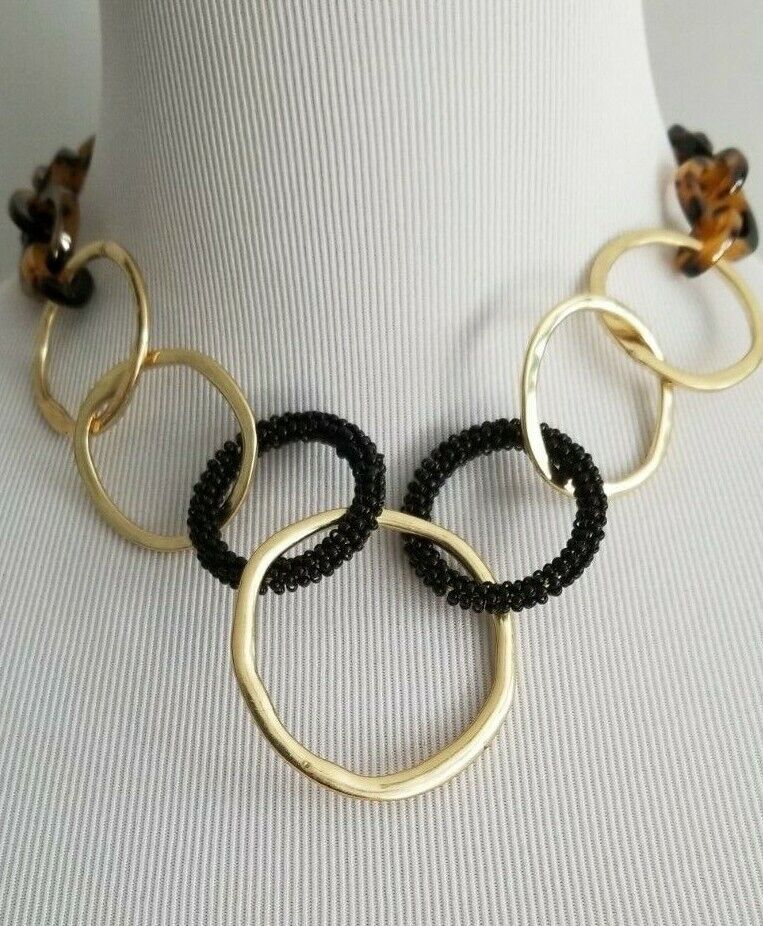 ANN TAYLOR Tortoiseshell Print Ring Necklace