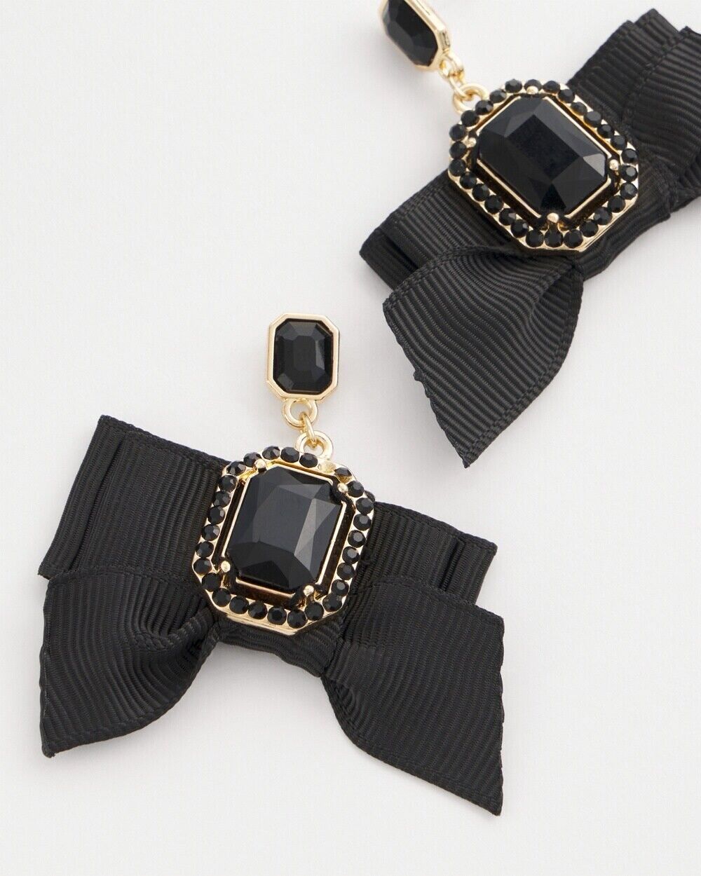 CHICO'S NO DROOP BLACK BOW EARRINGS