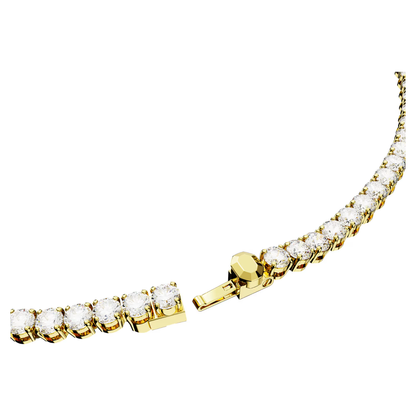 Swarovski Matrix Tennis necklace Round cut, White, Gold-tone plated