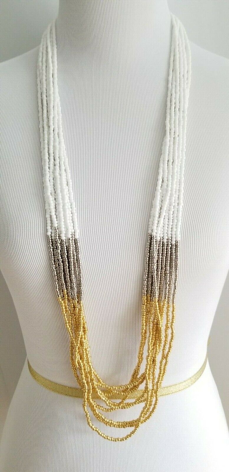TALBOTS LONG MULTI-STRAND BEADED NECKLACE