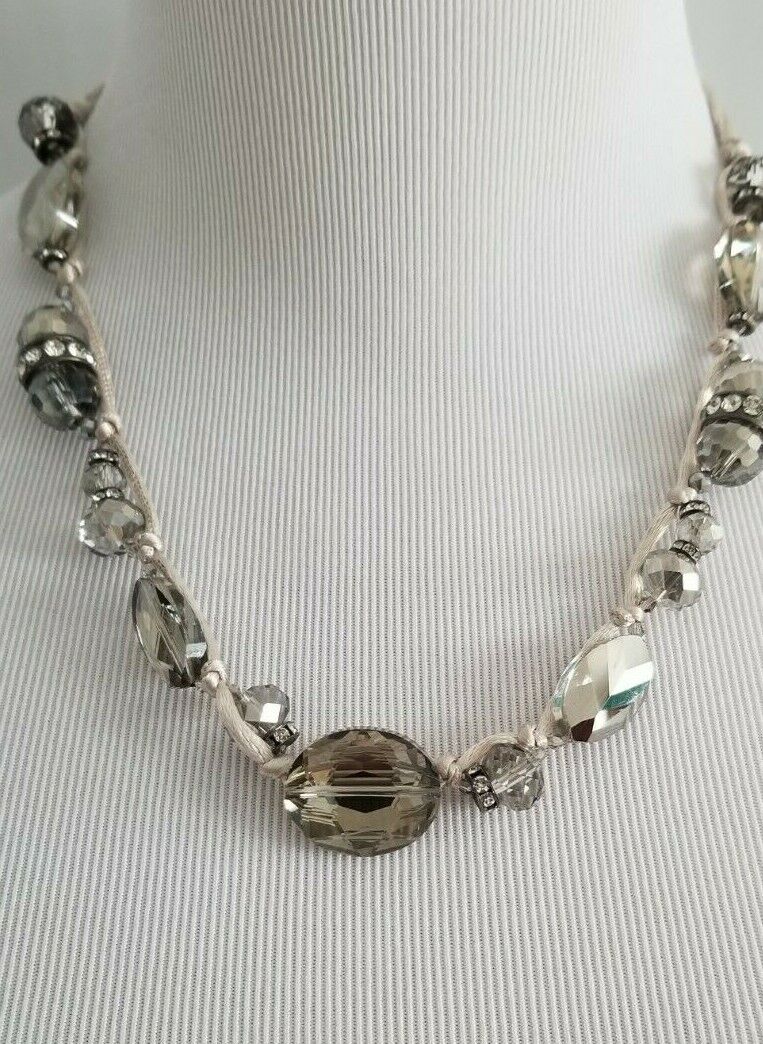 CHICO'S SILVERTONE BEADED SINGLE-STRAND NECKLACE