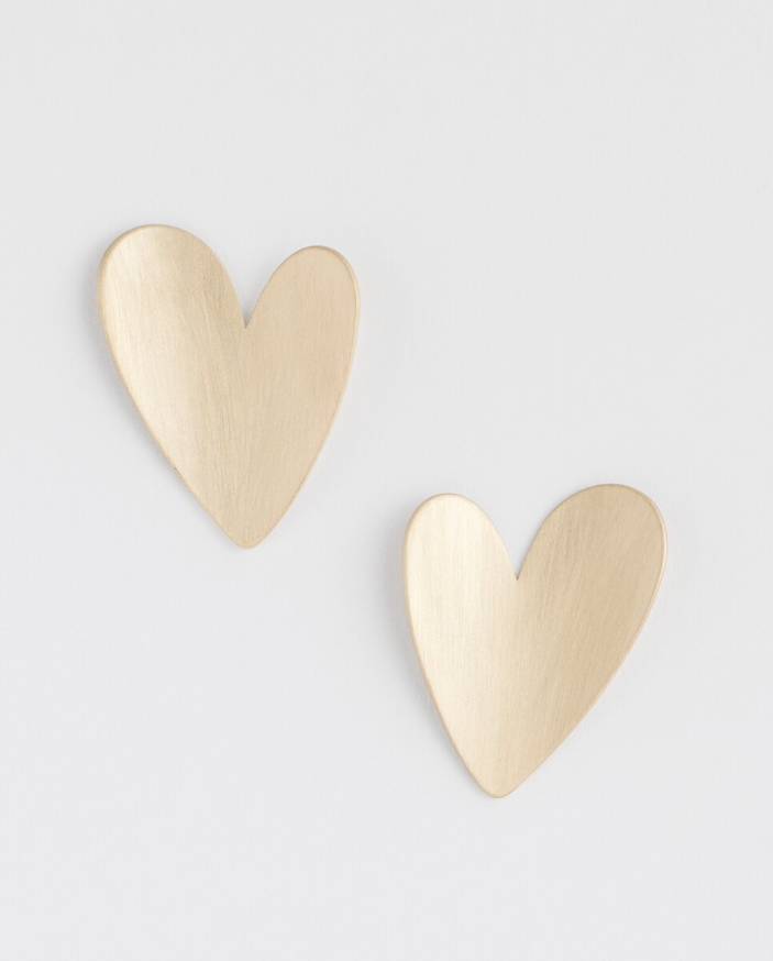 CHICO'S GOLD TONE STUD HEART EARRINGS