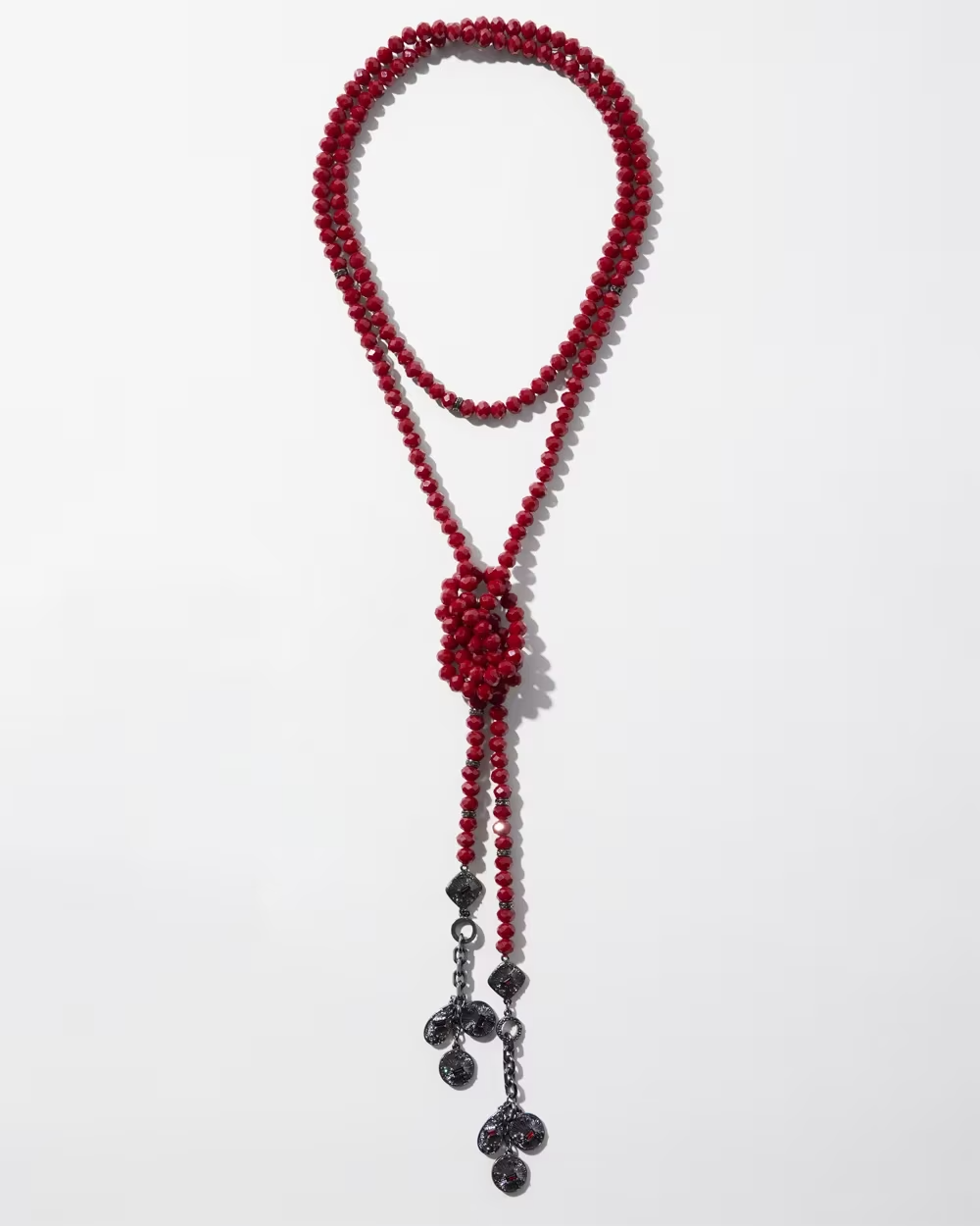CHICO' S RED LARIAT NECKLACE
