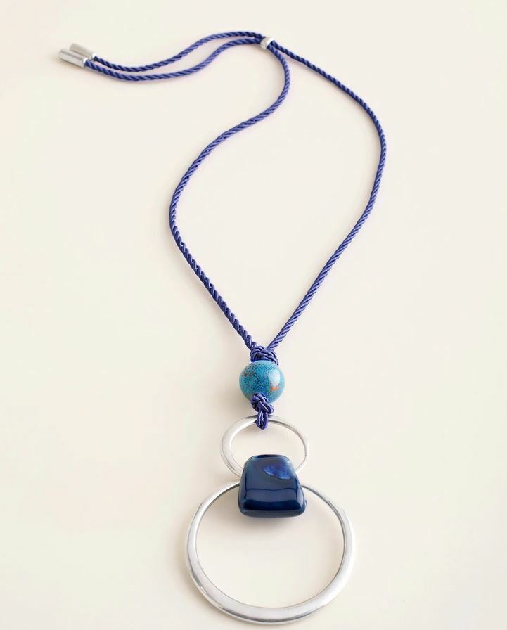 CHICO'S BLUE CONVERTIBLE GEOMETRIC PENDANT NECKLACE