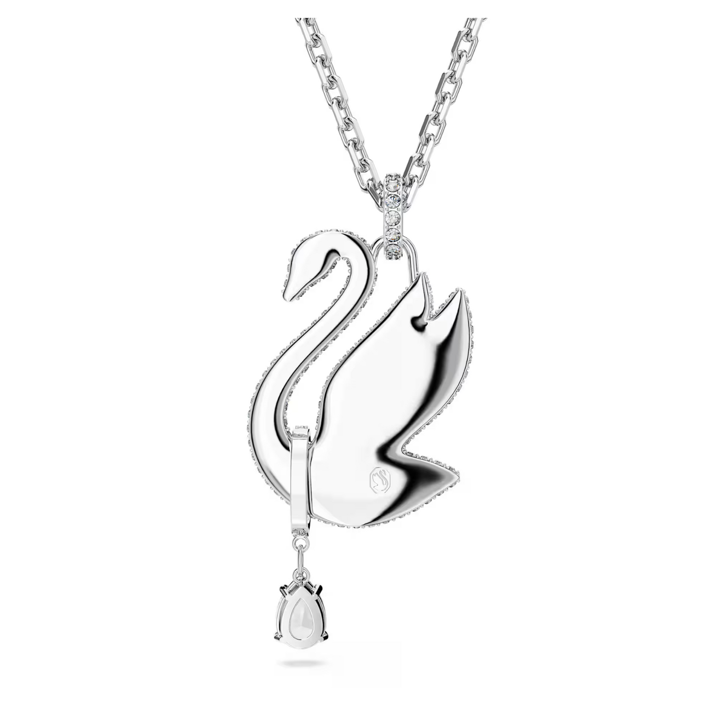 Swarovski Swan necklace Swan, Long, White, Rhodium plated