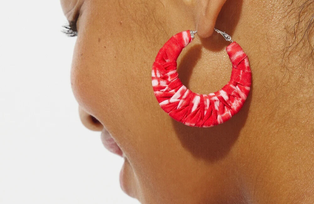CHICO'S RED TYE-DYE HOOP EARRINGS