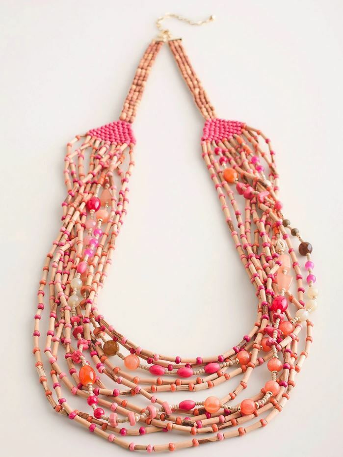 CHICO'S WARM-TONE BEADED MULTI-STRAND NECKLACE