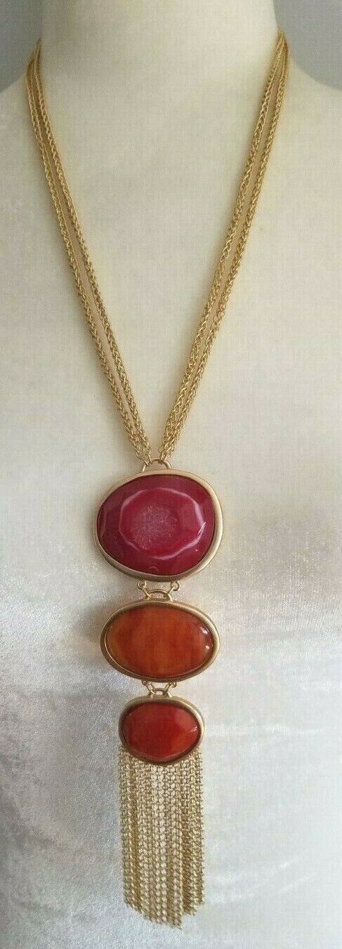 CHICO'S WARM-TONE TRIPLE-PENDANT NECKLACE