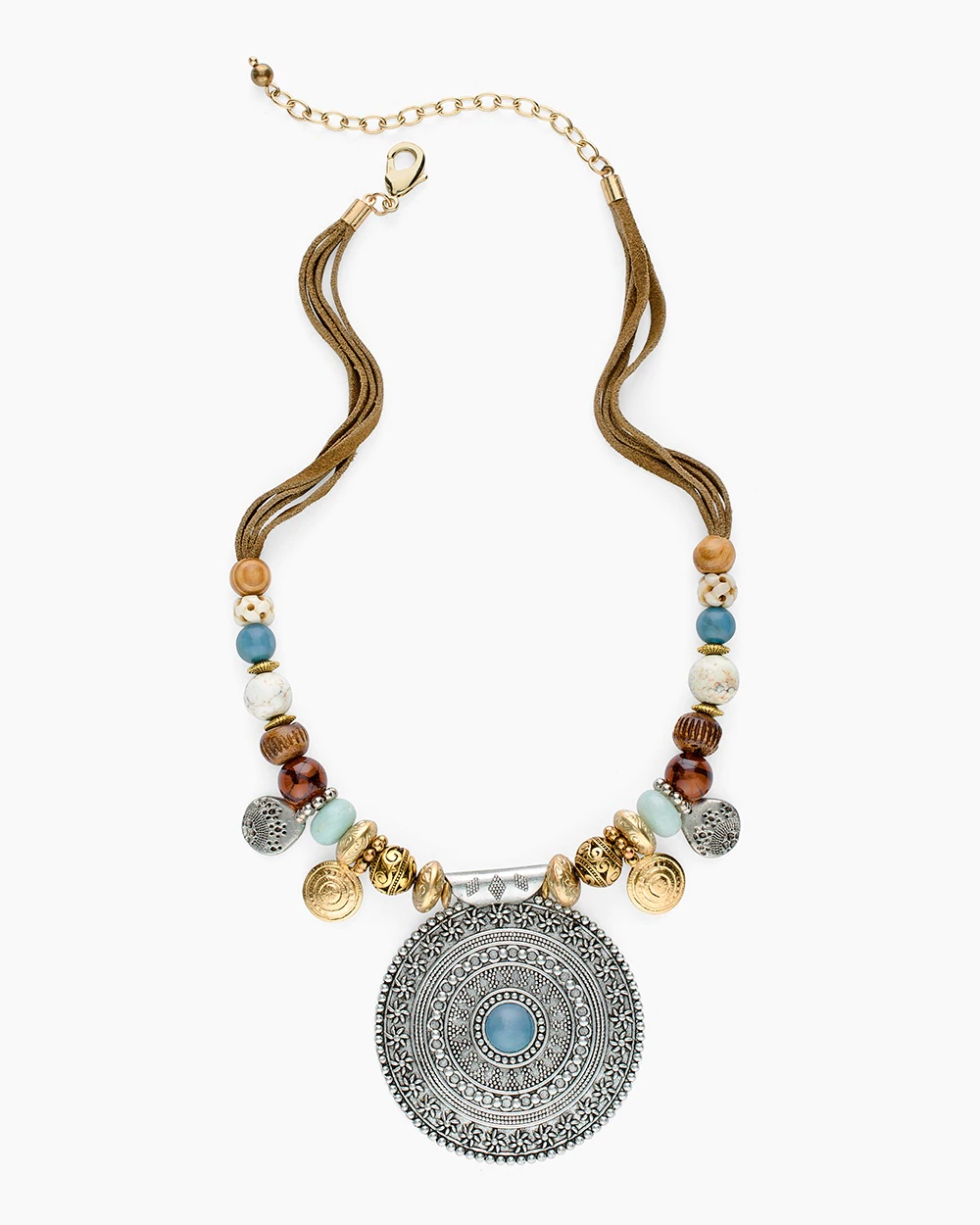 CHICO'S SHORT COOL BEADED PENDANT NECKLACE