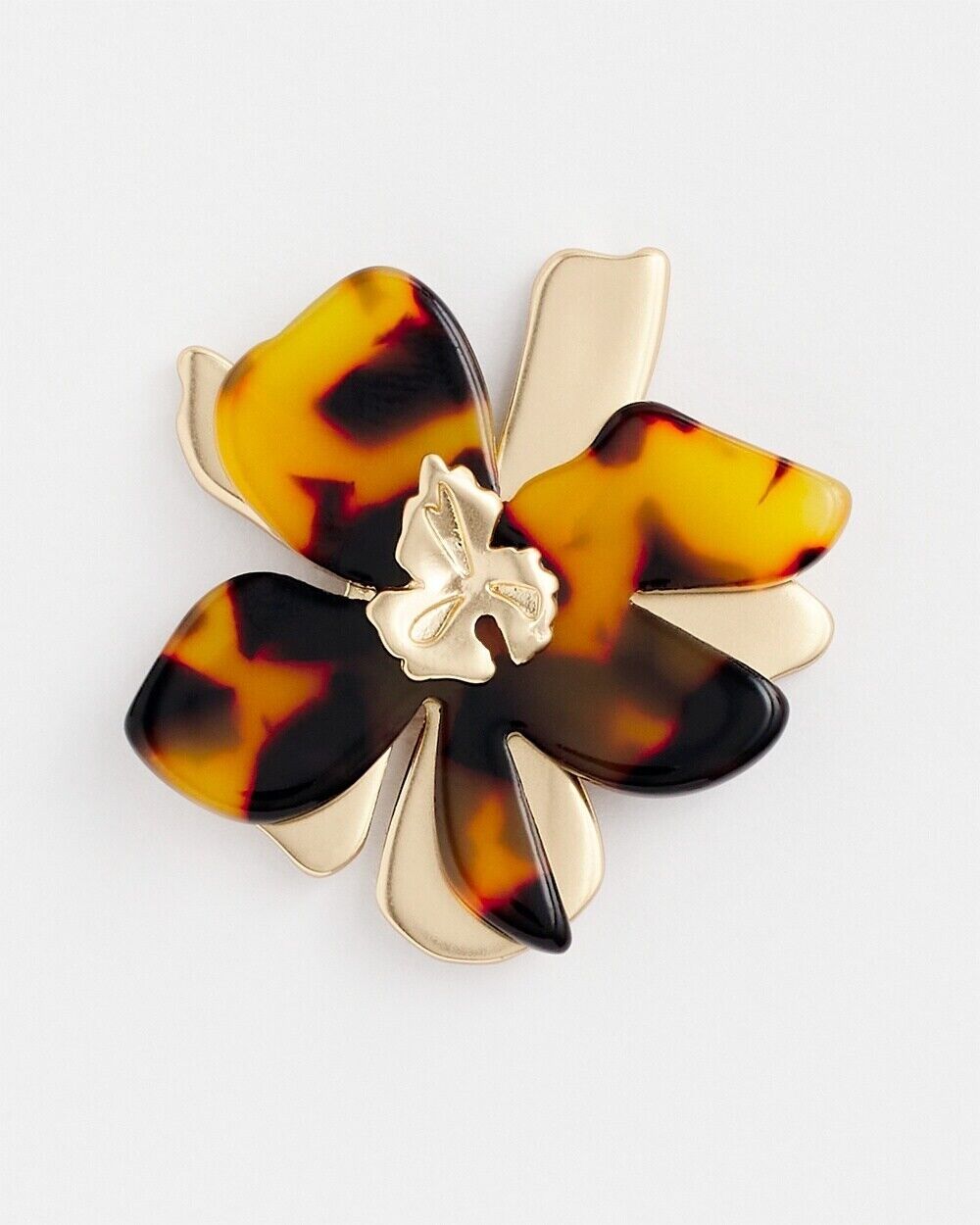 CHICO'S NO DROOP FAUX TORTOISE FLORAL EARRINGS