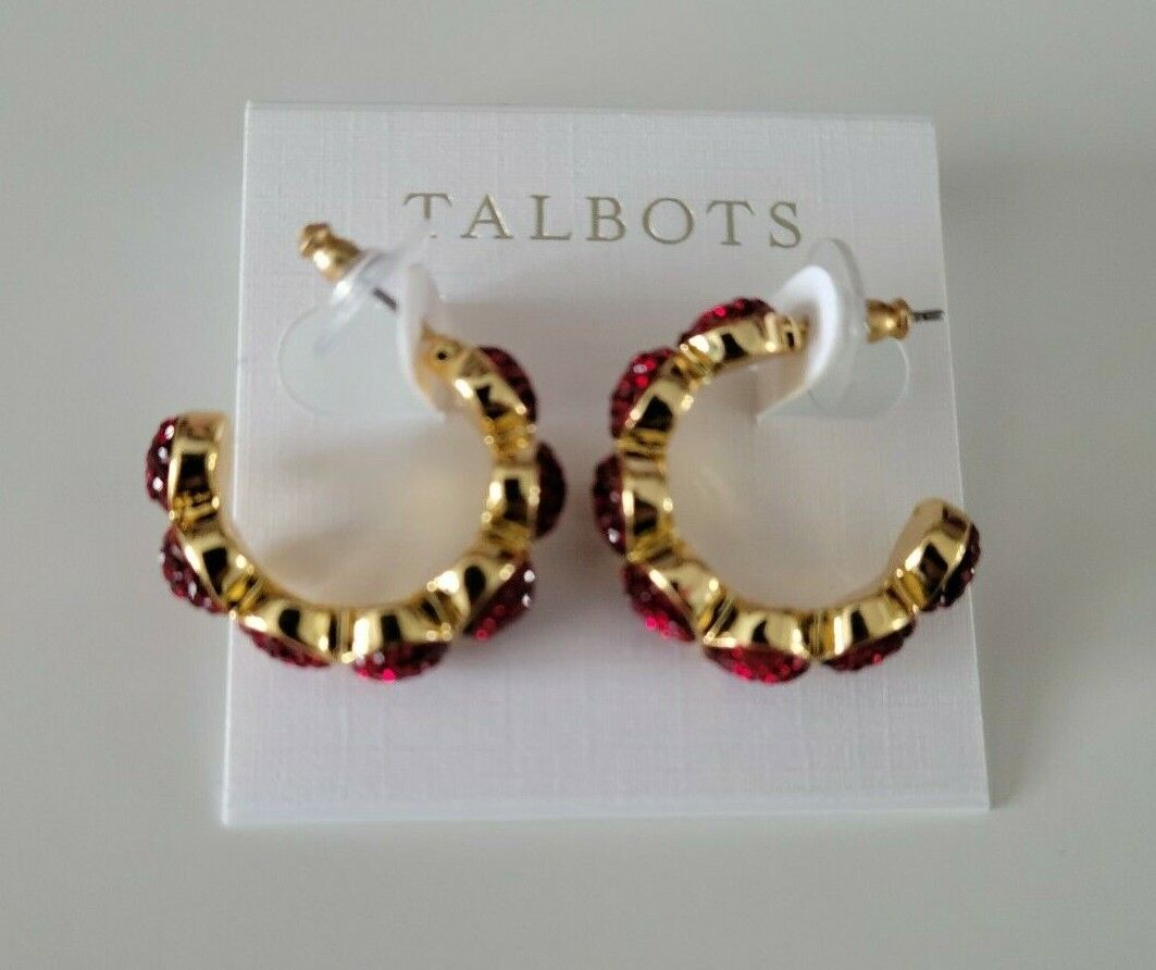 TALBOTS CAVIAR SPARKLE HOOP EARRINGS
