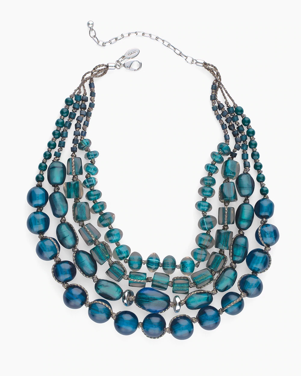 CHICO'S SHORT TEAL STONE MULTI-STRAND NECKLACE