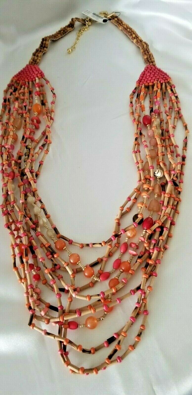 CHICO'S WARM-TONE BEADED MULTI-STRAND NECKLACE