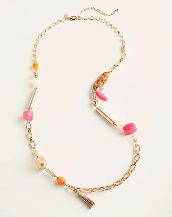 CHICO'S LONG FIERY GOLD-TONE NECKLACE