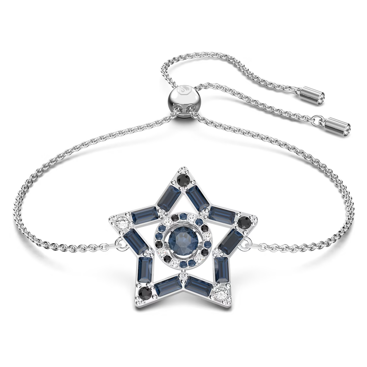 Swarovski Stella bracelet Star, Blue, Rhodium plated