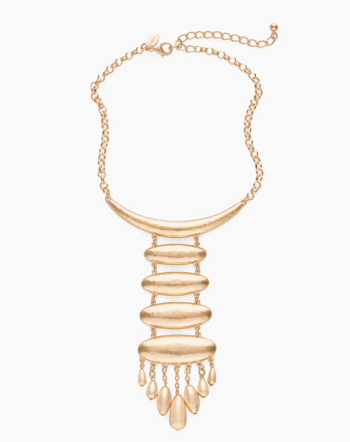 CHICO'S GOLD-TONE DOMED PENDANT NECKLACE