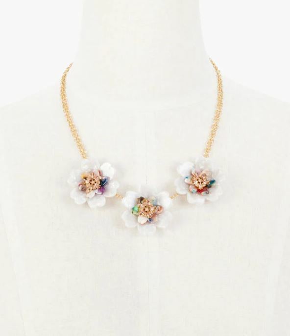TALBOTS MARBLED FLOWERS NECKLACE