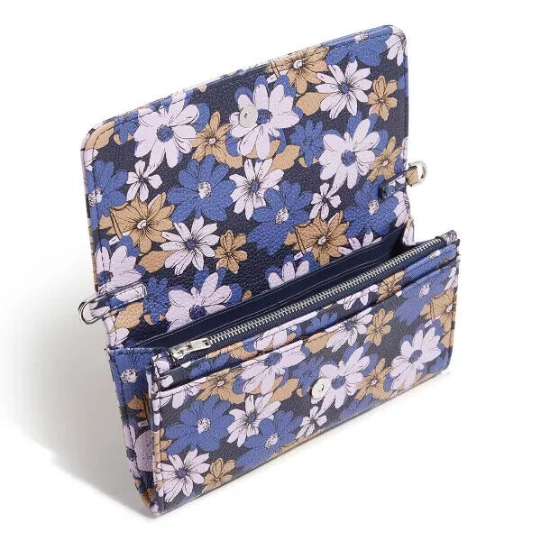 Vera Bradley Women's Faux Leather Wallet Crossbody, Trellis Floral