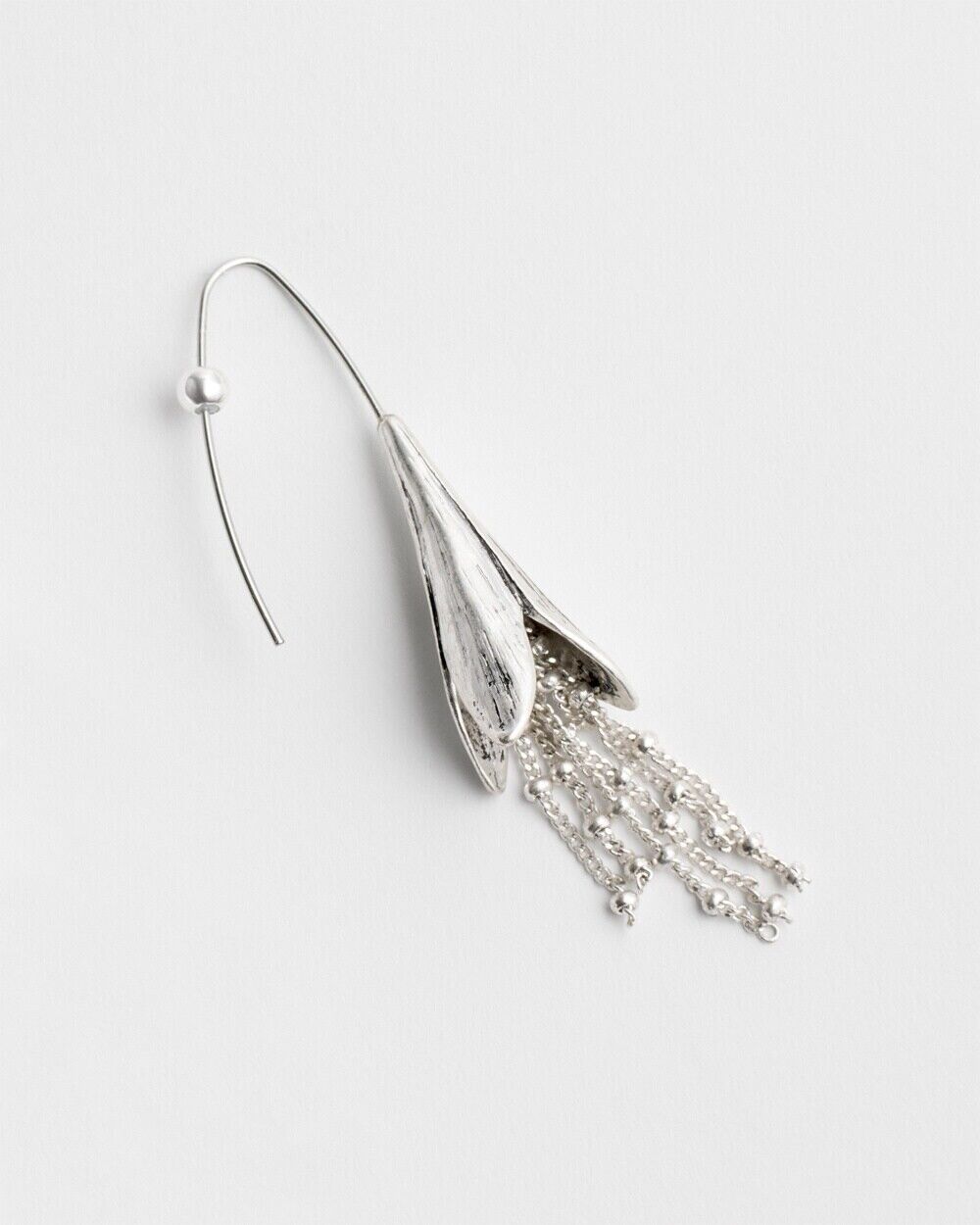 CHICO'S NO DROOP SILVER TONE FLORAL THREADER EARRINGS