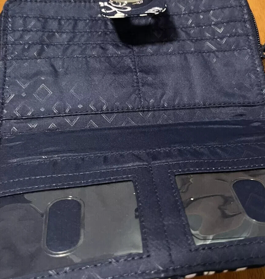Vera Bradley RFID Cotton Turnlock Wallet, Steel Blue Medallion