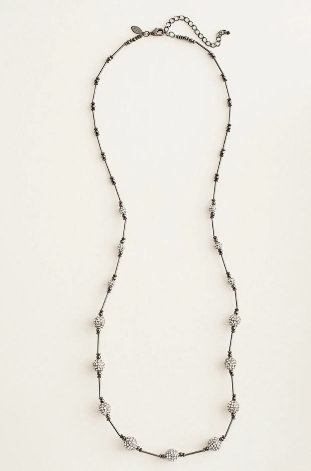 CHICO'S PAVE FAUX-HEMATITE FIREBALL SINGLE-STRAND NECKLACE