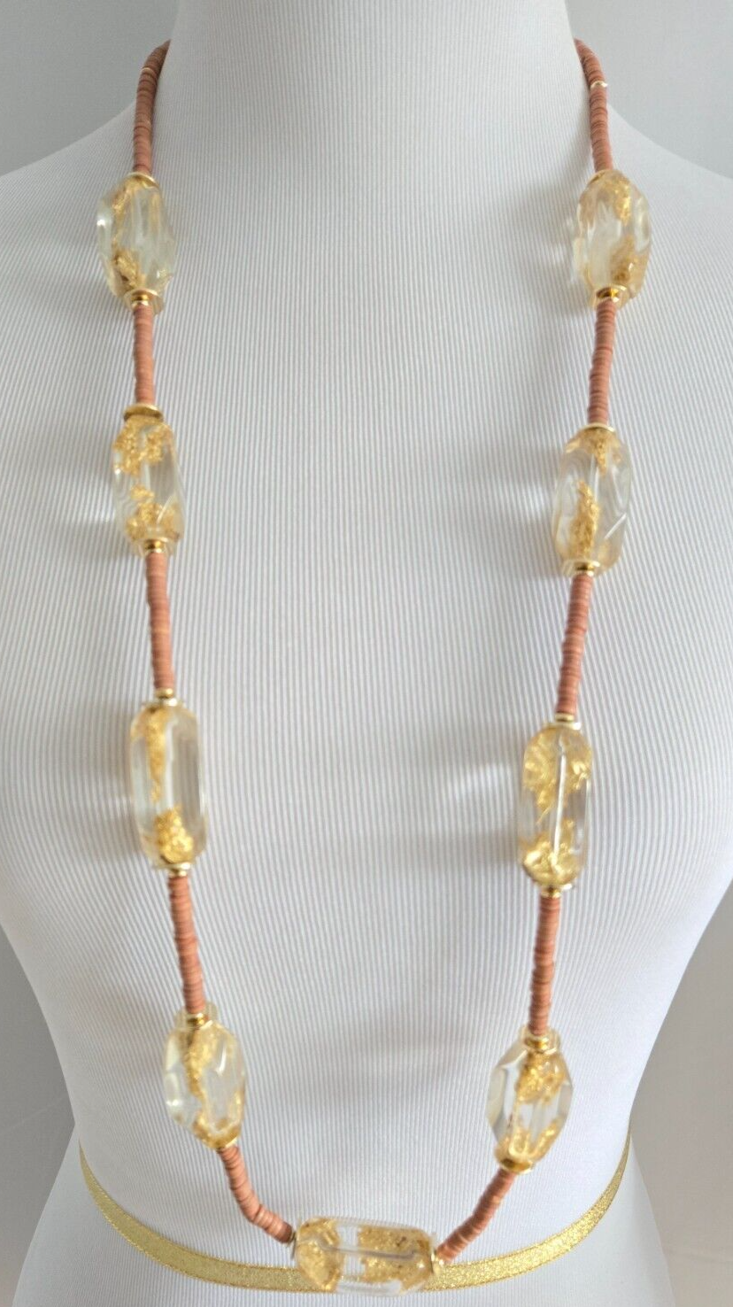 CHICO'S LUCITE GOLD FOIL NECKLACE