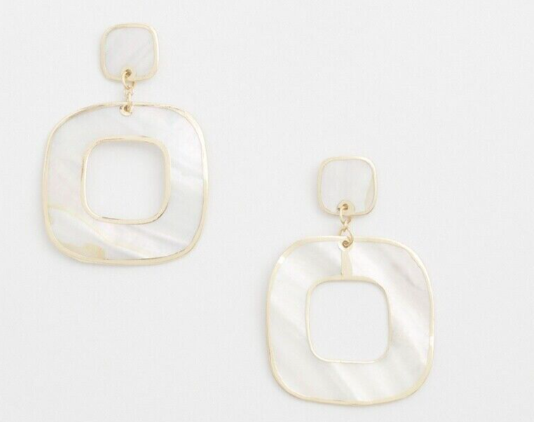 CHICO'S MOTHER OF PEARL SQUARE EARRINGS