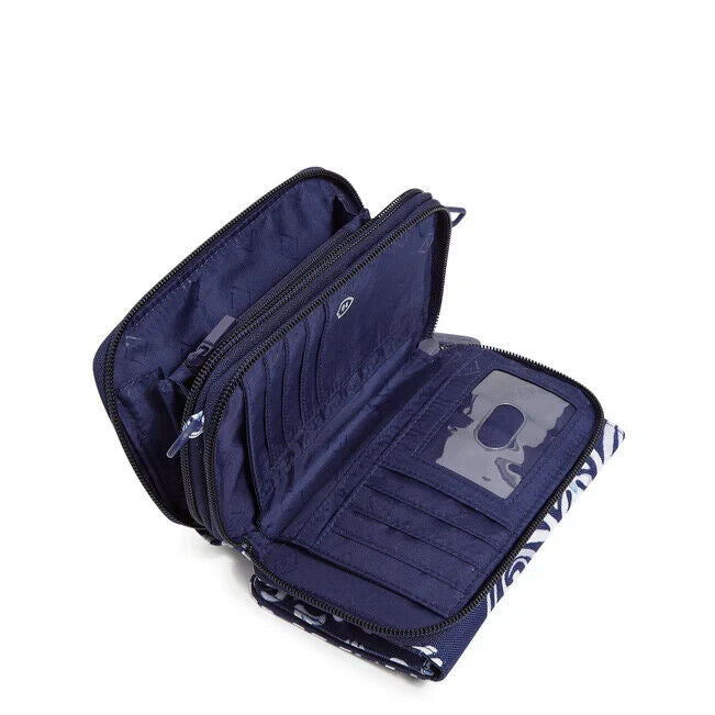 Vera Bradley RFID 3-in-1 Crossbody Bag, Steel Blue Medallion