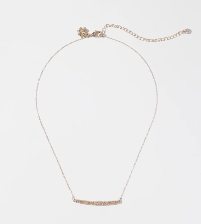 WHITE HOUSE BLACK MARKET GOLD CRYSTAL BAR SINGLE STRAND NECKLACE