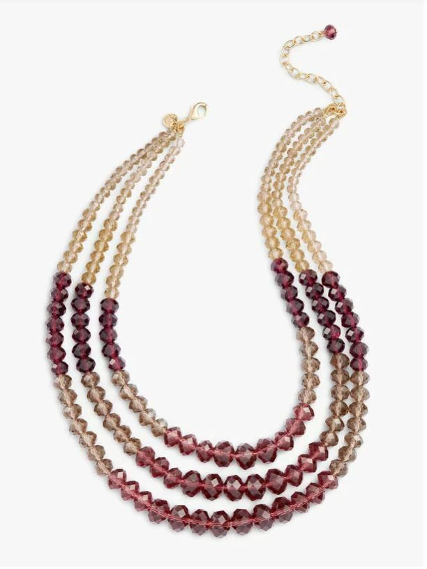 TALBOTS THREE STRAND BEADED NECKLACE