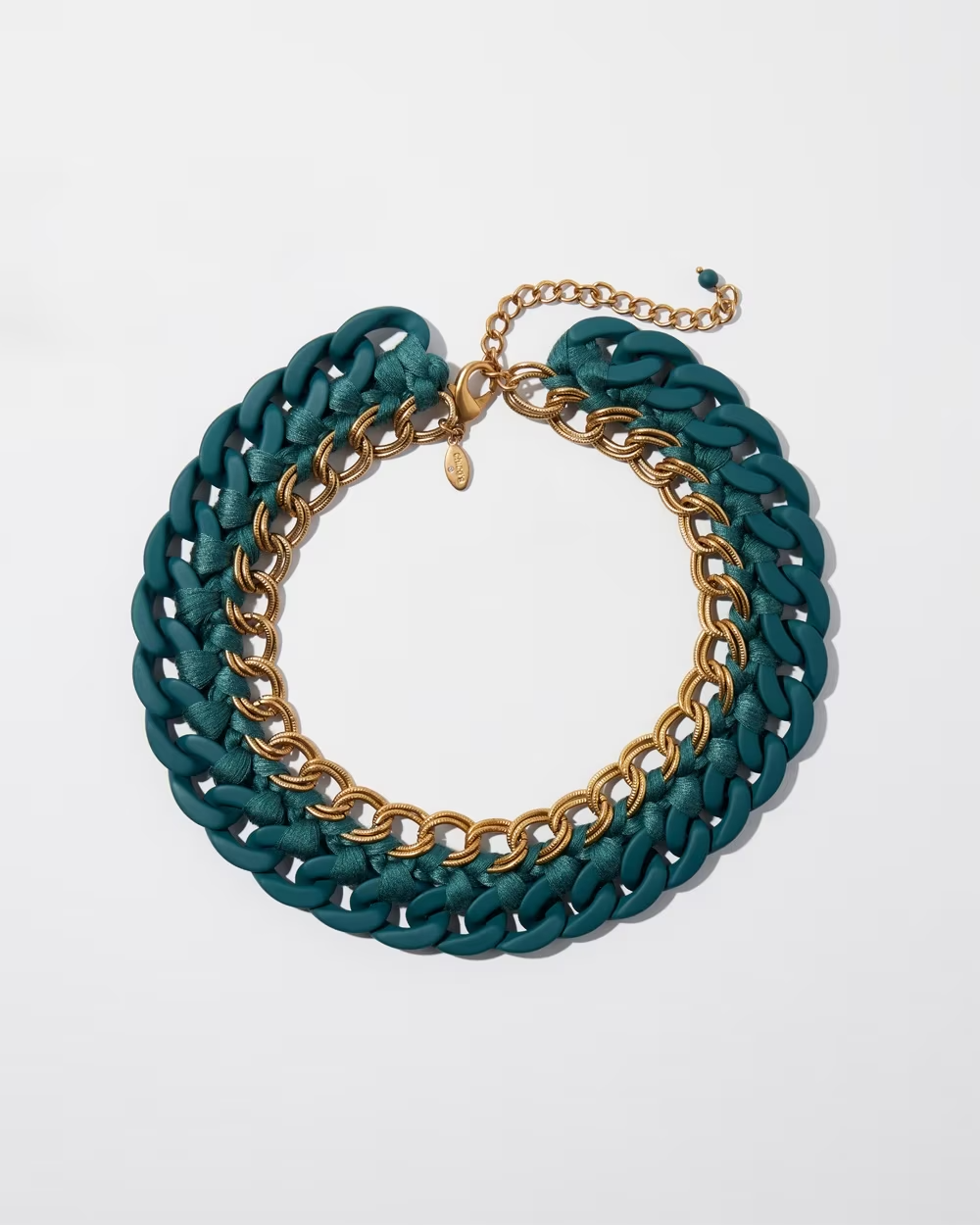 CHICO' S TEAL LINKS COLLAR NECKLACE