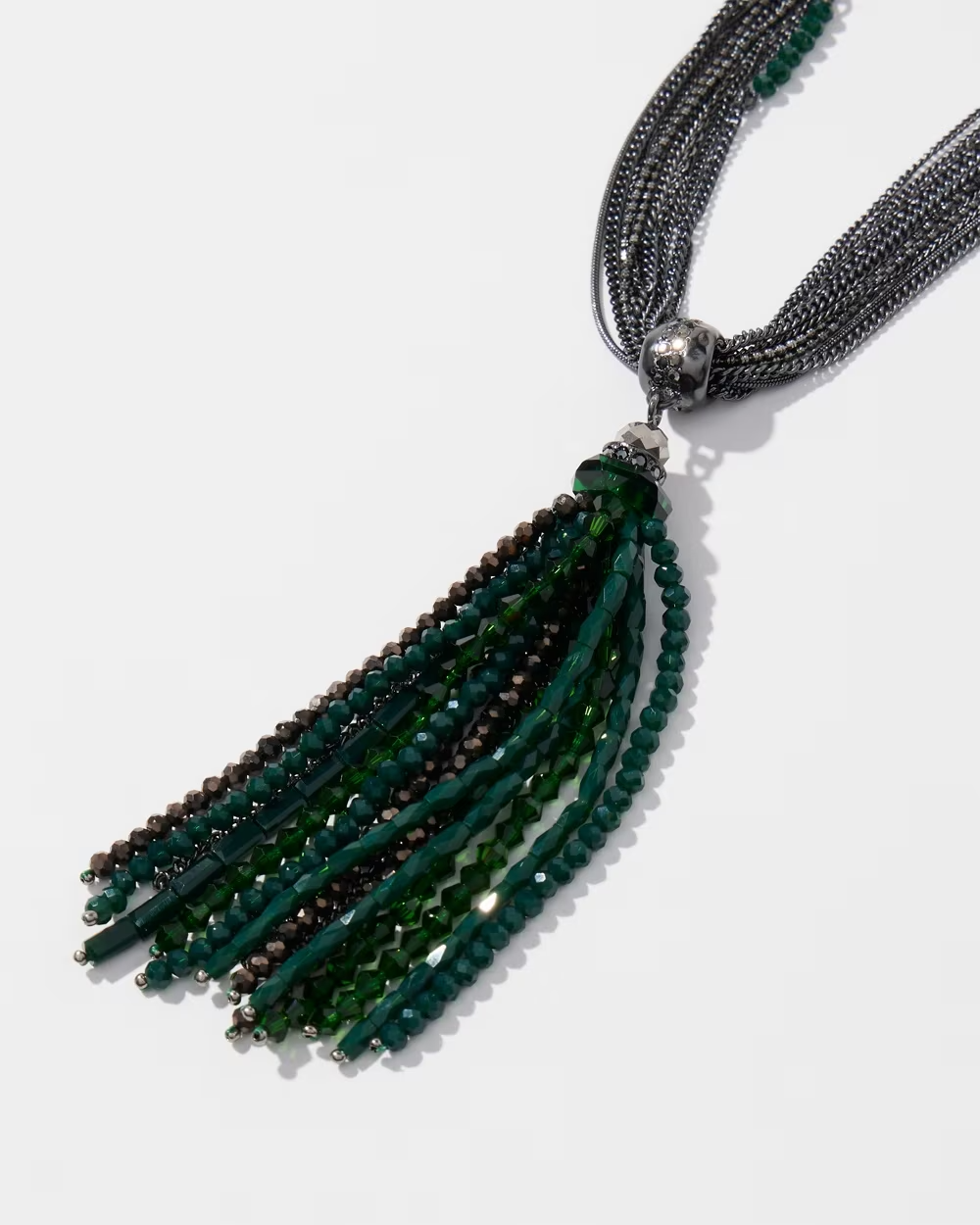 CHICO'S GREEN TASSEL NECKLACE