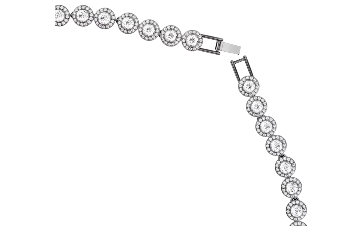 Swarovski Una Angelic necklace Round cut, Long, White, Ruthenium plated